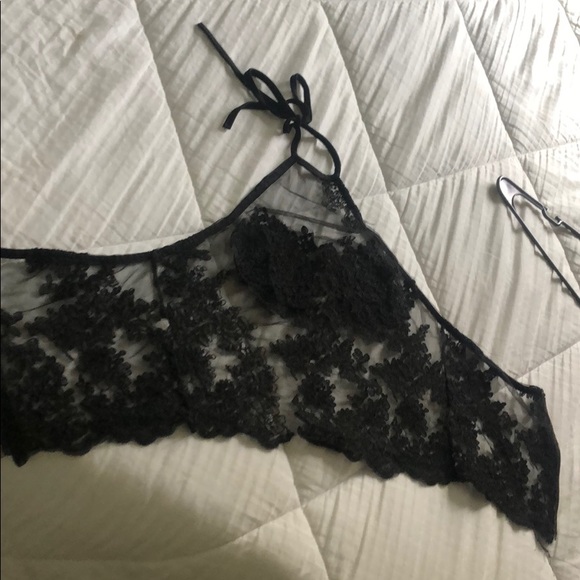 Lace Halter Neck Tank Top Black - Picture 2 of 6